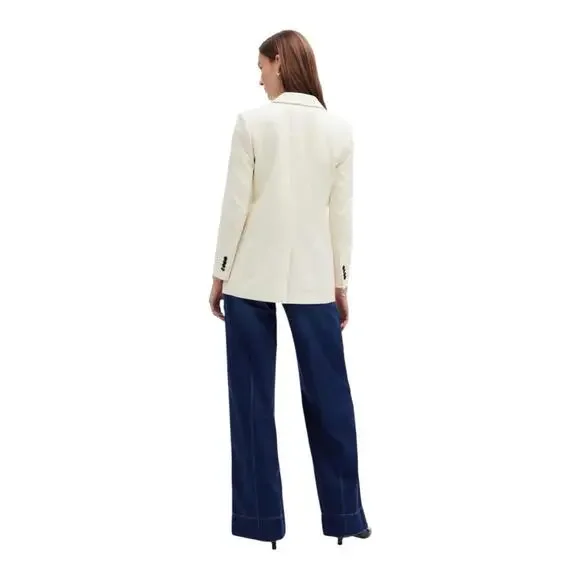Madewell Blazer Womens Winter White Tuxedo Double Breasted Peak Lapel NT118 Sz 4 - Picture 11 of 12